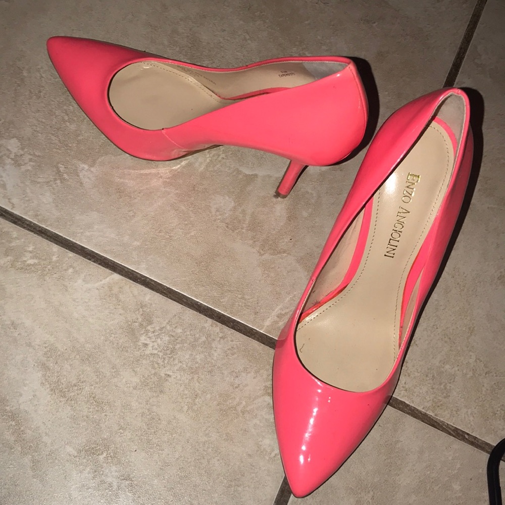 Pink leather heels